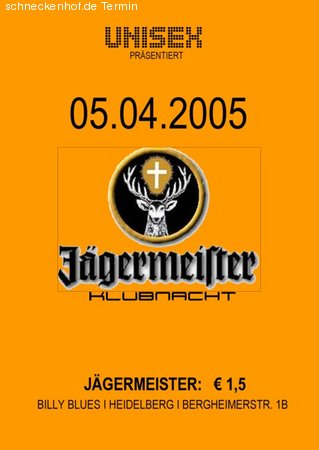 Unisex präs. Jägermeister-Klub Werbeplakat