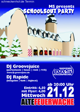 Schoolsout Party x-mas Werbeplakat
