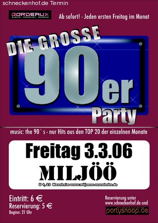 Die grosse 90er Party Werbeplakat