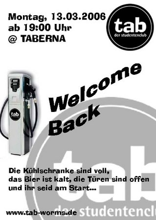 Welcome back party Werbeplakat