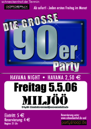 Die große 90er Party Werbeplakat