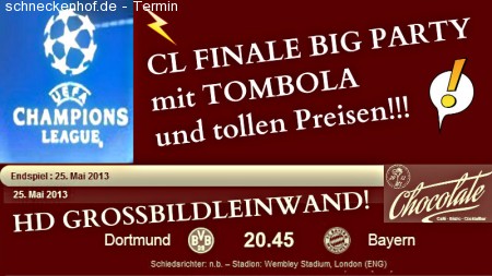 CL Finale Party Mit Tombola Werbeplakat