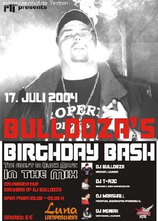 Bulldoza's Birthday Bash Werbeplakat